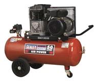 Sealey SAC1503B - Air Compressor 50L Belt Drive 3hp with Cast Cylinders & Wheels