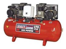 Sealey SAC1276B - Air Compressor 270L Belt Drive 2 x 3hp with Cast Cylinders