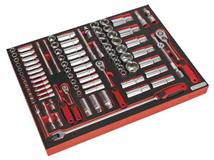 Sealey TBTP02 - Tool Tray with Socket Set 91pc 1/4", 3/8" & 1/2"Sq Drive