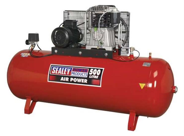 Sealey SAC55075B - Air Compressor 500L Belt Drive 7.5hp 3ph 2-Stage with Cast Cylinders