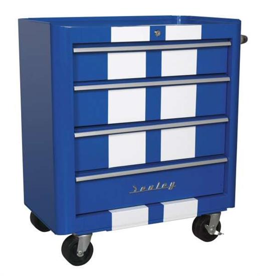 Sealey AP28204BWS - Rollcab 4 Drawer Retro Style- Blue with White Stripe