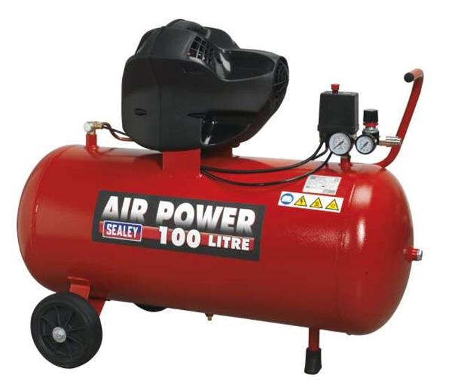 Sealey SAC10030F - Air Compressor 100L V-Twin Direct Drive 3hp Oil Free