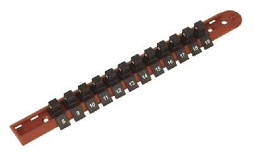 Sealey AK3812 - Socket Retaining Rail with 12 Clips 3/8"Sq Drive