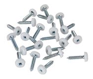 Sealey PTNP5 - Number Plate Screw Plastic Enclosed Head Ø4.8 x 24mm White Pack of 50