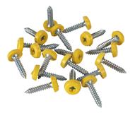 Sealey PTNP6 - Number Plate Screw Plastic Enclosed Head Ø4.8 x 24mm Yellow Pack of 50