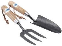 Draper 83776 (GCAFT2/I) - 2 Piece Carbon Steel Heavy Duty Hand Fork and Trowel Set with Ash Handles