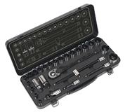 Sealey AK7972 - Socket Set 28pc 1/2"Sq Drive 6pt WallDrive® - Metric Black Series