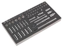 Siegen S01120 - Tool Tray with Socket Set 62pc 3/8"Sq Drive Metric