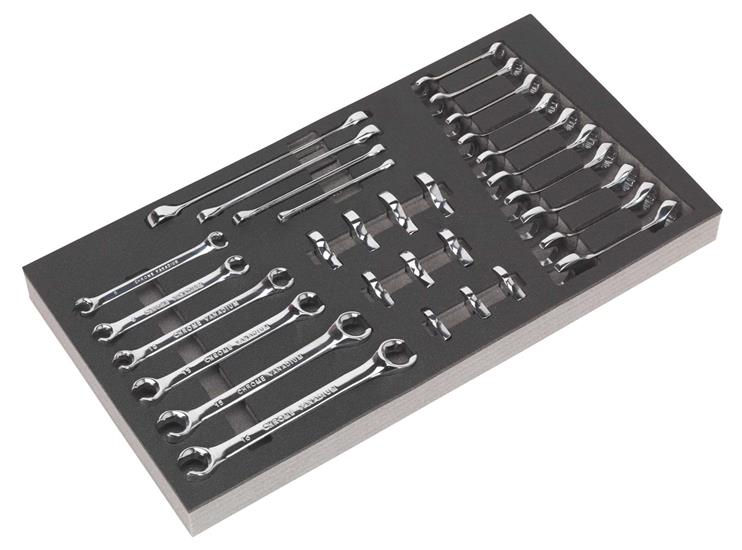 Siegen S01125 - Tool Tray with Specialised Spanner Set 30pc - Metric