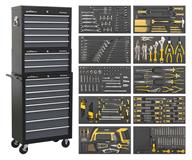 Sealey AP35TBCOMBO - Tool Chest Combination 16 Drawer with Ball Bearing Slides - Black/Grey & 420pc Tool Kit