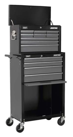 Sealey AP2513B - Topchest & Rollcab Combination 13 Drawer with Ball Bearing Slides - Black/Grey