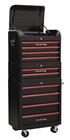 Sealey AP28COMBO2BR - Retro Style Topchest, Mid-Box & Rollcab Combination 10 Drawer - Black with Red Anodised Drawer Pulls