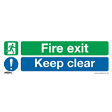 Sealey SS18P10 - Safe Conditions Safety Sign - Fire Exit Keep Clear - Rigid Plastic - Pack of 10