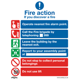 Sealey SS19P1 - Safe Conditions Safety Sign - Fire Action With Lift - Rigid Plastic