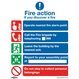Sealey SS20V1 - Safe Conditions Safety Sign - Fire Action Without Lift - Self-Adhesive Vinyl