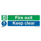 Sealey SS32V10 - Safe Conditions Safety Sign - Fire Exit Keep Clear (Large) - Self-Adhesive Vinyl - Pack of 10