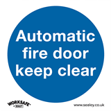 Sealey SS3V1 - Mandatory Safety Sign - Automatic Fire Door Keep Clear - Self-Adhesive Vinyl