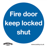 Sealey SS4P10 - Mandatory Safety Sign - Fire Door Keep Locked Shut - Rigid Plastic - Pack of 10