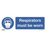 Sealey SS56V10 - Mandatory Safety Sign - Respirators Must Be Worn - Self-Adhesive Vinyl - Pack of 10