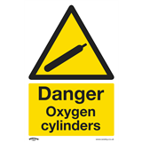 Sealey SS61V10 - Warning Safety Sign - Danger Oxygen Cylinders - Self-Adhesive Vinyl - Pack of 10
