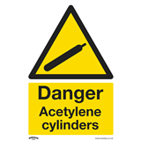 Sealey SS63P10 - Warning Safety Sign - Danger Acetylene Cylinders - Rigid Plastic - Pack of 10