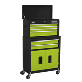 Sealey AP22HVG - Topchest & Rollcab Combination 6 Drawer with Ball-Bearing Slides - Hi-Vis Green