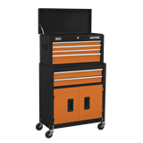 Sealey AP22O - Topchest & Rollcab Combination 6 Drawer with Ball-Bearing Slides - Orange