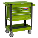 Sealey AP890MHV - Heavy-Duty Mobile Tool & Parts Trolley with 5 Drawers and Lockable Top- Hi-Vis