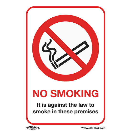 Sealey SS12P1 - Prohibition Safety Sign - No Smoking (On Premises) - Rigid Plastic