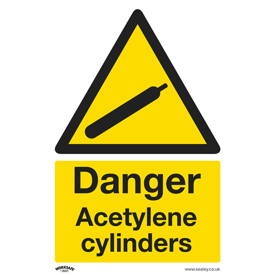 Sealey SS63V1 - Warning Safety Sign - Danger Acetylene Cylinders - Self-Adhesive Vinyl