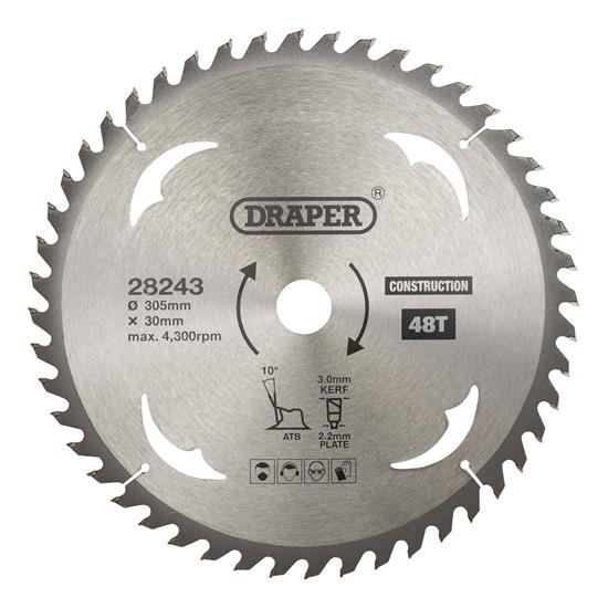 Draper 28243 (SBC9) - TCT Construction Circular Saw Blade, 305 x 30mm ...