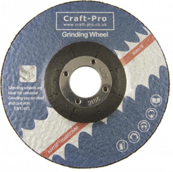 CraftPro 9S525125622 - 125mm x 6mm x 22mm Depressed Centre Grinding Wheel