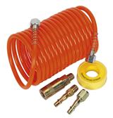 Sealey AHK03 - Air Hose Kit 5mtr x Ø5mm PU Coiled with Connectors