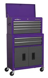 Sealey AP2200BBCP - Topchest & Rollcab Combination 6 Drawer with Ball Bearing Runners - Purple/Grey