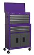 Sealey AP2200BBCP - Topchest & Rollcab Combination 6 Drawer with Ball Bearing Runners - Purple/Grey