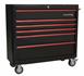 Sealey AP41206BR - Rollcab 6 Drawer Wide Retro Style - Black with Red Anodised Drawer Pulls