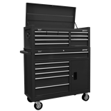 Sealey AP41STACKB - Topchest & Rollcab Combination 15 Drawer with Ball-Bearing Slides - Black