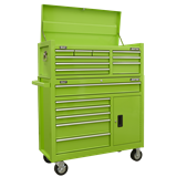 Sealey AP41STACKHV - Topchest & Rollcab Combination 15 Drawer with Ball-Bearing Slides - Green