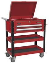 Sealey AP760M - Heavy-Duty Mobile Tool & Parts Trolley 2 Drawers & Lockable Top - Red