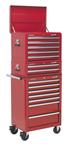 Sealey APSTACKTR - Topchest, Mid-Box & Rollcab Combination 14 Drawer with Ball Bearing Slides - Red