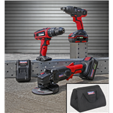 Sealey CP20VCOMBO1 - 20V Cordless 13mm Hammer Drill/1/2"Sq Drive Impact Wrench/Ø115mm Angle Grinder Combo Kit