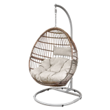 Dellonda DG60 - Dellonda Egg Hanging Swing Chair, Wicker Rattan Basket, Steel Frame, Single