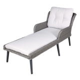 Dellonda DG74 - Dellonda Buxton Rattan Wicker Sun Lounger with Armrests Washable Cushions, Grey
