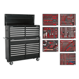 Sealey TBTPBCOMBO4 - Tool Chest Combination 23 Drawer with Ball Bearing Slides - Black with 446pc Tool Kit