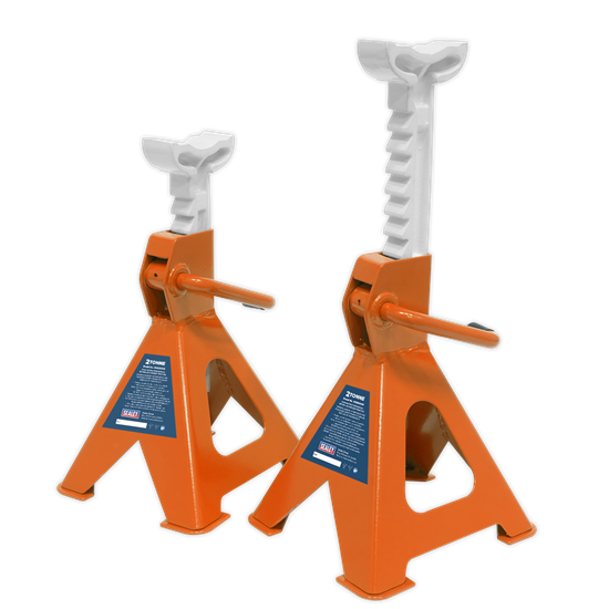 Sealey VS2002OR - Axle Stands (Pair) 2tonne Capacity per Stand Ratchet Type - Orange