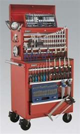 Sealey APCOMBOBBTK55 - Topchest & Rollcab Combination 10 Drawer with Ball Bearing Runners - Red & 147pc Tool Kit