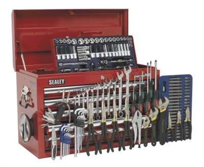 Sealey AP33059COMBO - Topchest 5 Drawer with Ball Bearing Runners - Red & 138pc Tool Kit