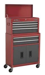 Sealey AP2200BB - Topchest & Rollcab Combination 6 Drawer with Ball Bearing Runners - Red/Grey