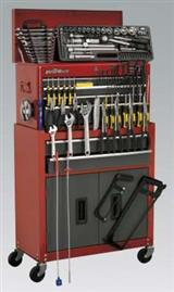 Sealey AP2200BBCOMBO - Topchest & Rollcab Combination 6 Drawer with Ball Bearing Runners - Red/Grey & 128pc Tool Kit