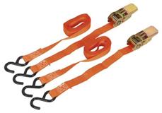 Sealey TD0540S2 - Ratchet Tie Down 25mm x 4mtr Polyester Webbing with S Hooks 500kg Load Test - Pair